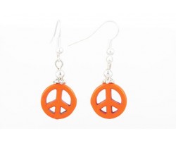 15mm Orange Stone Peace Sign Earrings on Hook