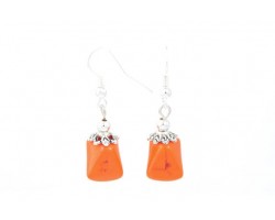 Orange 10x13mm Stone Nugget Earring on Hook