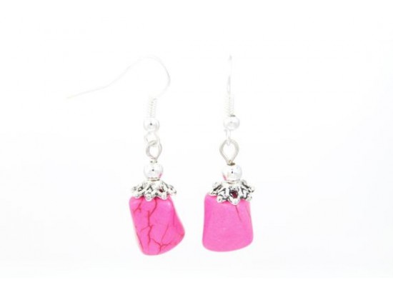 Pink 10x13mm Stone Nugget Earring on Hook Pink 10x13mm Stone Nugget Earring on Hook
