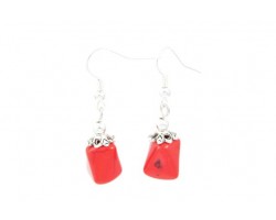 Red 10x13mm Stone Nugget Earring on Hook