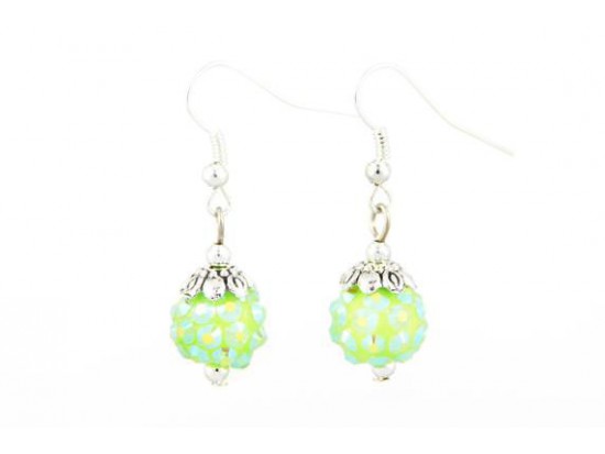 12mm Peridot AB Stone Inset Acrylic Ear Hooks