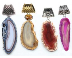 Stone Slab Geode Crystal Pendant Slide