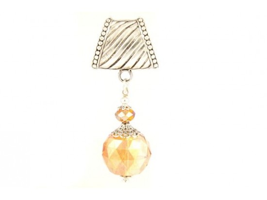 30mm Peach Facet Extra Large Crystal Pendant Scarf Slide