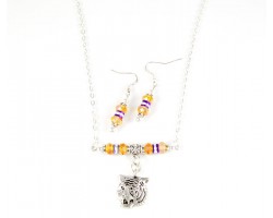 LSU Tiger Charm Rolo Chain Necklace Set