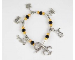 New Orleans Charm Black & Gold Crystal Bracelet