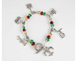 Mardi Gras NOLA Charm Crystal Bracelet