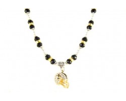 Saints Football Helmet Crystal Silver and Gold Necklace Set