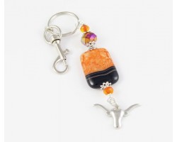 Texas Longhorn Orange Dyed Agate Key Chain