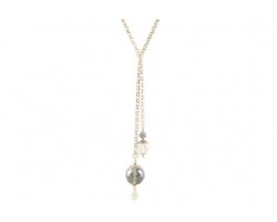 19" Sultan Necklace With Large Clear AB Crystal on Rolo Chain