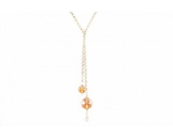 19" Sultan Necklace With Large Peach Crystal on Rolo Chain