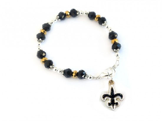 Saints Football Fleur De Lis Crystal Bracelet