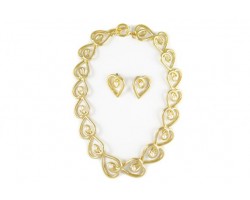 Loop Cut Out Heart with Pearl Choker & Earring Set