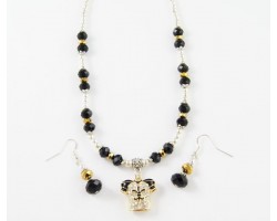 Saints Football Jersey Crystal Silver & Gold Necklace Set