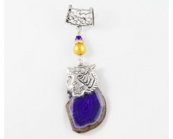 LSU Purple Dyed Geode Slab Gold Bead Scarf Slide