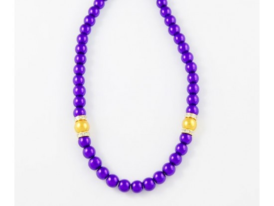 18" LSU Purple & Gold Pearl 10mm Bead Necklace 18" LSU Purple & Gold Pearl 10mm Bead Necklace
