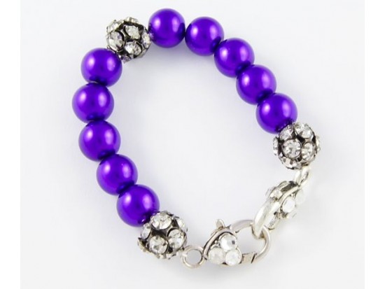 Purple Large & Clear Crystal Beads Stretch Bracelet Purple Large & Clear Crystal Beads Stretch Bracelet