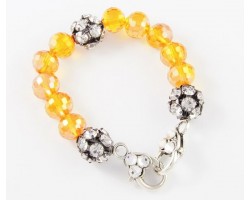 Topaz Large Faceted & Clear Crystal Beads Stretch Bracelet