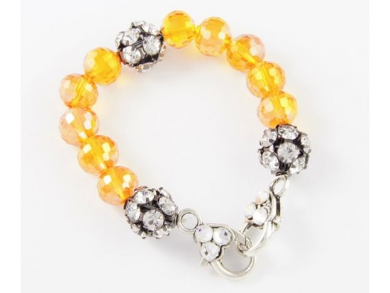Topaz Large Faceted & Clear Crystal Beads Stretch Bracelet
