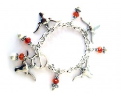 Texas Longhorn Orange Pearl T-Bar Charm Bracelet