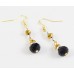 Black Bead & Gold Crystal Tassel Necklace Set