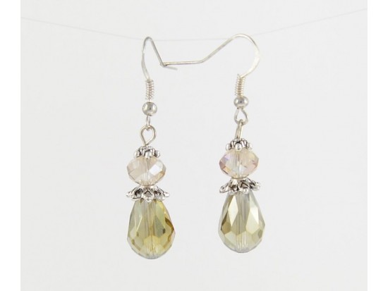 Light Olivine AB Teardrop on French Hooks Earrings Light Olivine AB Teardrop on French Hooks Earrings