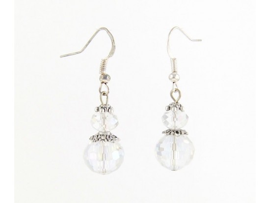 Crystal AB Round Crystal French Hook Earrings Crystal AB Round Crystal French Hook Earrings