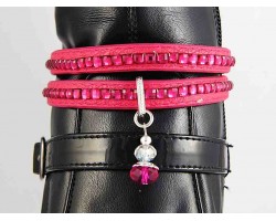 Hot Pink Cry Leather Double Str Shoe Boot Jewelry