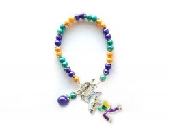 Mardi Gras Umbrella Man Charm Pearl Bracelet