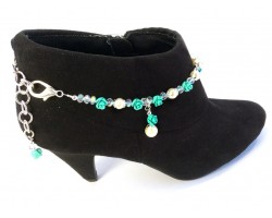 10mm Trq Rose Pearl Shoe Boot Jewelry W/Rose Charm