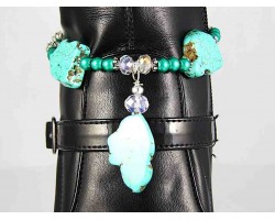 15” Turq Dyed Slab Turq Pearl Shoe Boot Jewelry