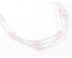 Light Rose Crystal Liquid Silver 3 Line Stretch Headband
