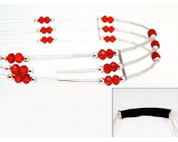 Lt Siam Crystal Liquid Silver 3 Line Stretch Headband