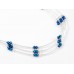 Met Blue Crystal Liquid Silver 3 Line Stretch Headband