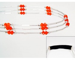 Orange Crystal Liquid Silver 3 Line Stretch Headband