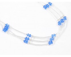 Sapphire Crystal Liquid Silver 3 Line Stretch Headband