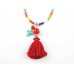 Dark Multi Dyed Stone Tube Tassel Necklace