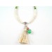 Natural Stone Green Orange Beige Tassel Necklace Natural Stone Green Orange Beige Tassel Necklace