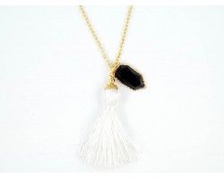 White Tassel Gold Chain Necklace