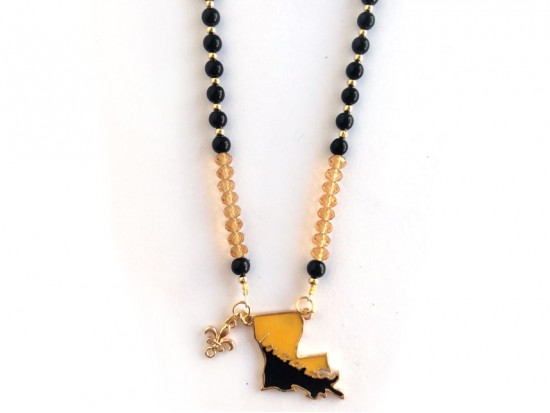 Black Gold Louisiana Fleur de Lis Necklace Set
