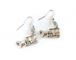 Silver Horse Cart Buggy Hook Earrings