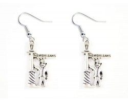 Silver Man at Street Post Hook Earrings