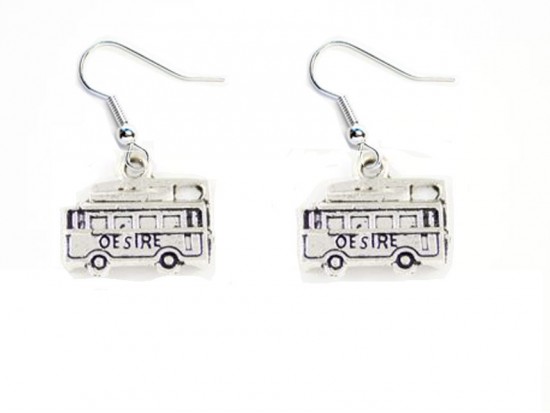 Silver Cable Car Trolley Hook Earrings