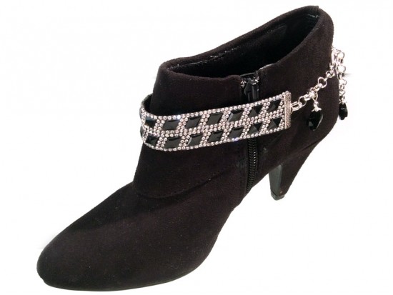 Black Crystal Diamond Shape Shoe Boot Jewelry