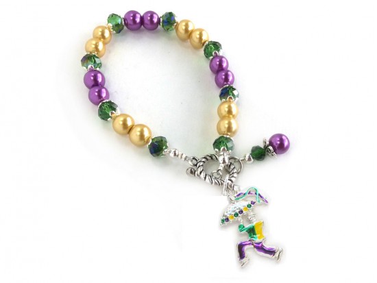 Mardi Gras Umbrella Man Bead Bracelet