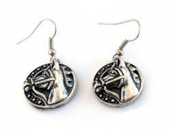 Antique Silver 3D Horse Head Hook Earrings