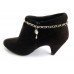 Gray Black Diamond Crystal Cabochon Silver Shoe Boot Jewelry
