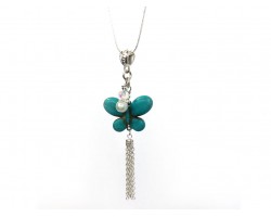 Turquoise Dyed Magnesite Butterfly Tassel Neck