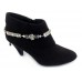 Gray Leather Black Diamond Rose Shoe Boot Jewelry Gray Leather Black Diamond Rose Shoe Boot Jewelry