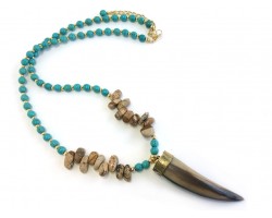 Turquoise Picture Jasper Nugget Horn Necklace