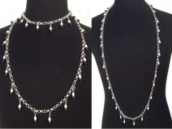 Blue White Pearl Crystal Charm Chain Necklace Blue White Pearl Crystal Charm Chain Necklace